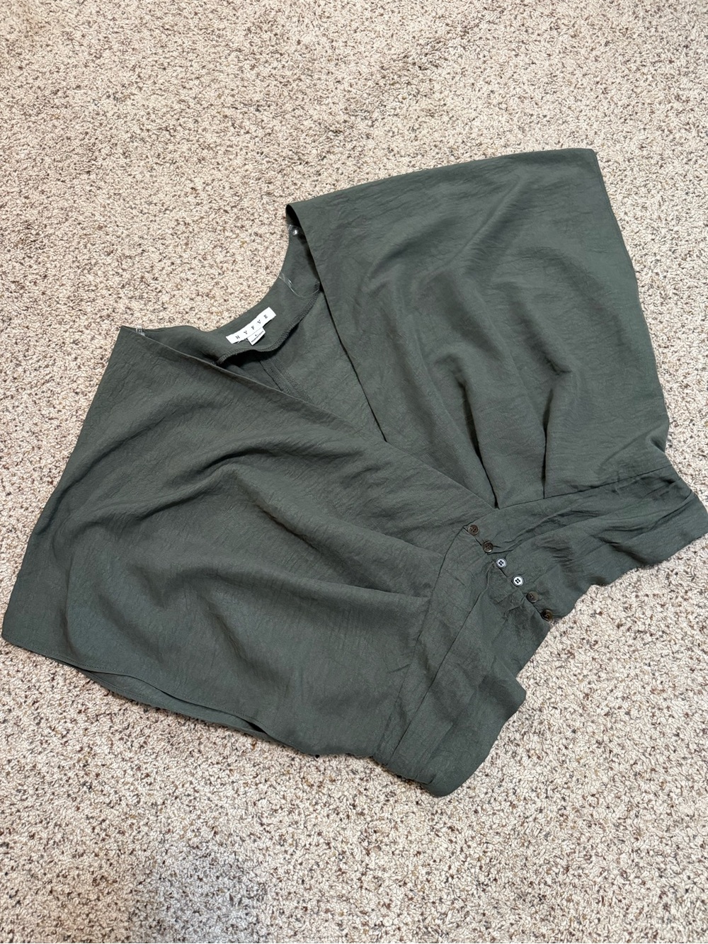 HYFVE Olive Green V-Neck Crop Pullover Top Large NWOT